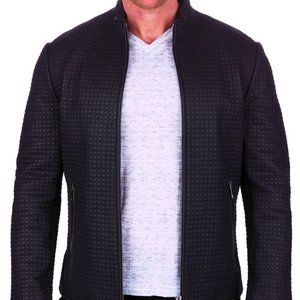 Maceoo Circle Embossed Leather Jacket
